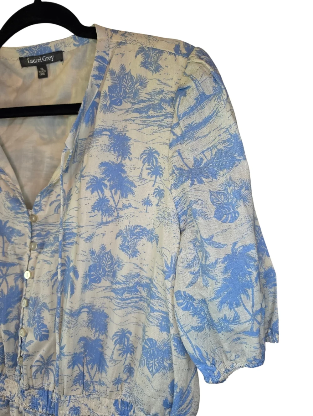 Laurel Grey Tropical Palm Print Tiered Maxi Dress - XL - Picture 4 of 8